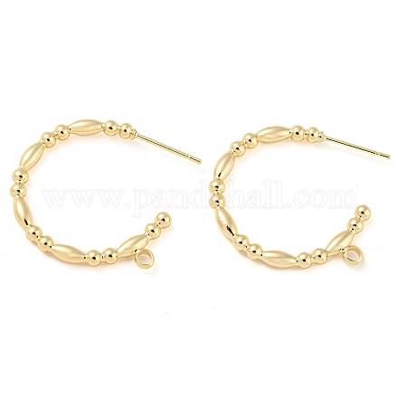 Brass Ring Stud Earrings Findings KK-K351-27G-1