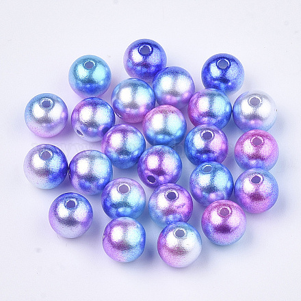 Rainbow ABS Plastic Imitation Pearl Beads X-OACR-Q174-10mm-06-1