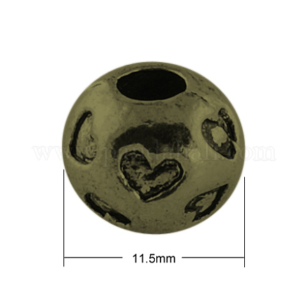 Rondelle corazón tallado de estilo tibetano abalorios europeos agujero grande TIBEB-6054-AB-NR-1