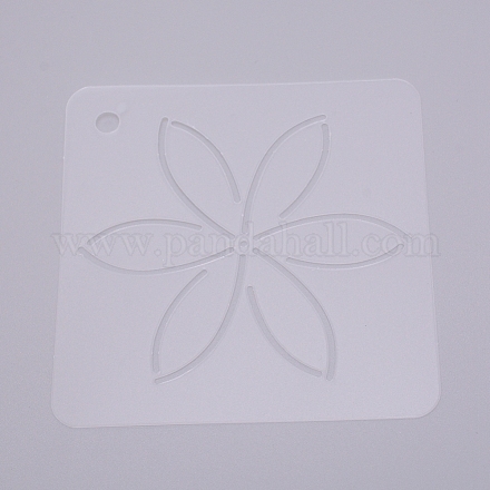 マットppプラスチック製図スケールテンプレート  DIYスクラップブッキング用  花模様の正方形  透明  12x12x0.06cm  穴：6.5mm DIY-WH0210-50-1