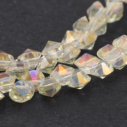 Lleno de arco iris plateado hebras de abalorios de cristal de diamante facetado EGLA-J059-FR01-1