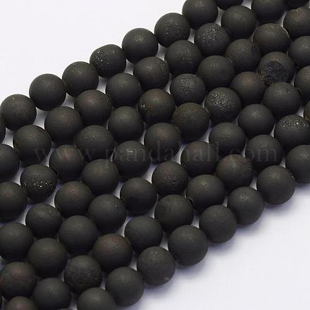 Chapelets de perles en agate druzy naturelle électrolytique G-G708-10mm-09-1