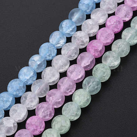 Chapelets de perles en verre craquelé GLAA-S192-D-007-1