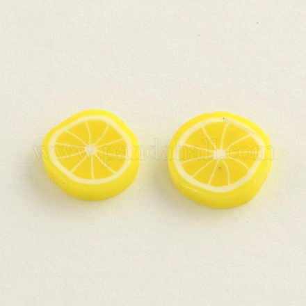 スタッドピアス作り用手作り樹脂粘土カボション  レモン  きいろ  9~10x1.5~2mm CLAY-R057-17D-1