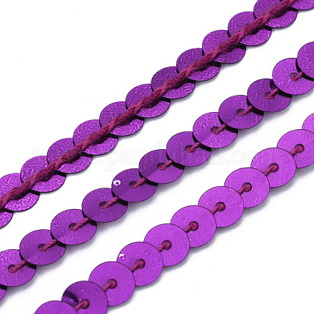 プラスチックスパンコールビーズ  スパンコールビーズ  装飾アクセサリー  フラットラウンド  暗紫色  6mm  約100ヤード/ロール PVC-Q085-6mm-12-1