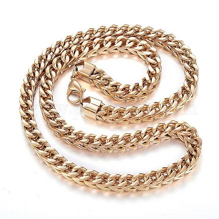 304 Stainless Steel Wheat Chain Necklaces SJEW-H428-01G-1