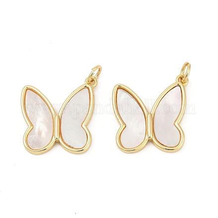 Подвески из латуни с натуральными белыми ракушками KK-U058-30G-02-1