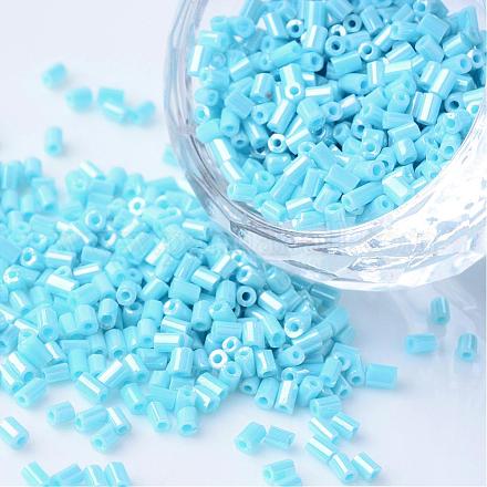 Opaque Colors Lustered Two Cut Glass Seed Beads SEED-Q022-123-1