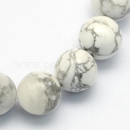 Howlite naturale perle tonde fili G-S176-6mm-1