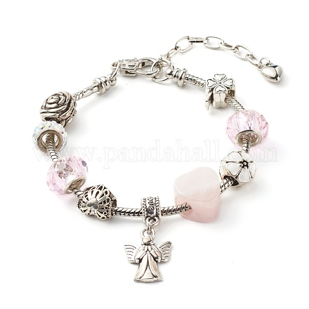 Cuore angelo fiori di trifoglio braccialetto europeo per ragazze adolescenti BJEW-JB06849-01-1