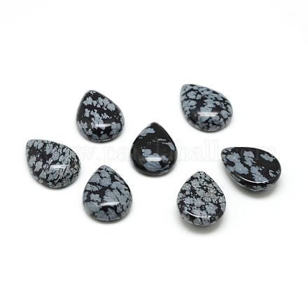 Cabochons naturales de la piedra preciosa de la obsidiana del copo de nieve G-T024-10x14mm-02-1
