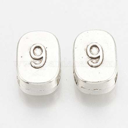 Breloques de glissière de numéro en alliage de style tibétain TIBEB-R066-09-AS-LF-1