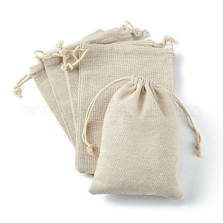 コットンラッピングポーチ巾着袋  小麦  17x12cm X-ABAG-R011-13x18-1