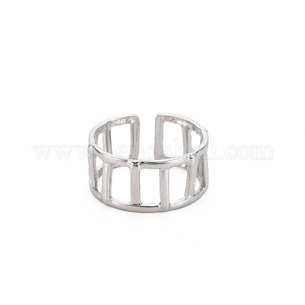 304 anello per polsino aperto vuoto rettangolare in acciaio inossidabile per donna RJEW-S405-161P-1