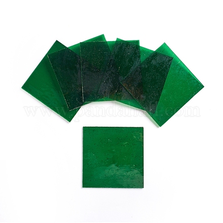 さまざまなガラスシート  大聖堂のガラスモザイクタイル  工芸用  グリーン  100.5x100.5x2.5mm GLAA-G072-07E-1