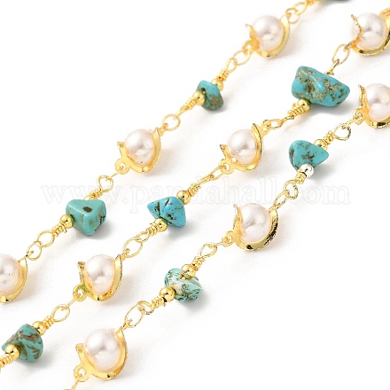 Handmade Natural Turquoise Chip Beaded Chains CHC-M024-22G-02-1