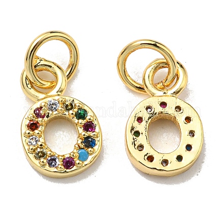 Brass Micro Pave Colorful Cubic Zirconia Charms ZIRC-F092-01-O-1