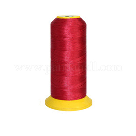 150d / 2マシン刺繍糸  ナイロン縫糸  伸縮性のある糸  暗赤色  12x6.4cm  約2200m /ロール EW-E002-03-1
