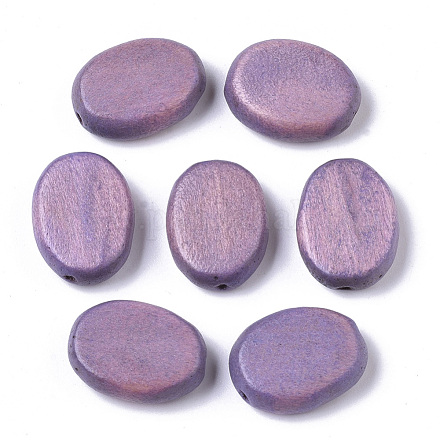 Painted Natural Wood Beads WOOD-R265-06G-1