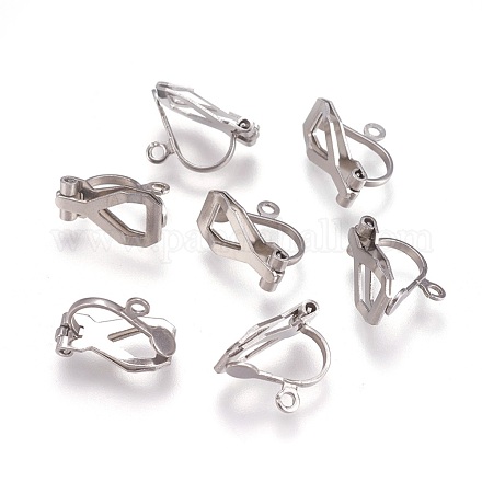 304 Stainless Steel Clip-on Earring Findings X-STAS-P206-02P-1