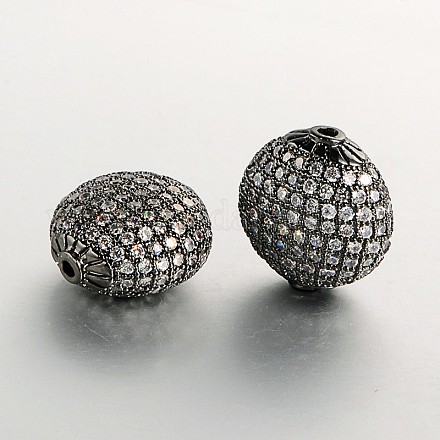 Perles plates et plates en laiton avec zircone cubique de micro pave ZIRC-J004-15B-1