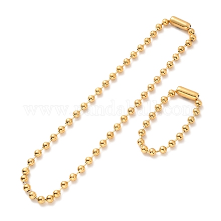 Vacuum Plating 304 Stainless Steel Ball Chain Necklace & Bracelet Set STAS-D181-01G-01D-1