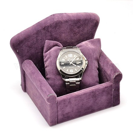 木製の椅子のアクセサリーのブレスレットの腕時計のディスプレイ  ベルベットで覆われた  スポンジで  ミディアム蘭  14x10x11cm BDIS-L001-01B-1