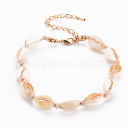 Natural Spiral Shell Beaded Necklace NJEW-T014-01-1