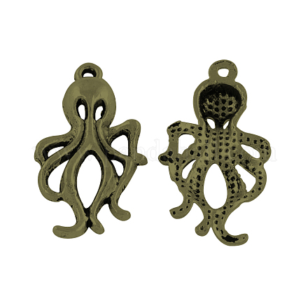 Tibetan Style Alloy Octopus Pendants TIBEP-S270-AB-FF-1