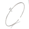 Rack Plating Brass Micro Pave Clear Cubic Zirconia Letter Open Cuff Bangles, Torque Bangles for Women, Platinum, Lead Free & Cadmium Free, Letter F, Inner Diameter: 1-7/8x2-1/4 inch(4.8x5.8cm)