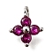 Brass Micro Pave Cubic Zirconia Pendants, Flower Charms, Platinum, 9.5~10x7.5~8x3mm, Hole: 1.2mm