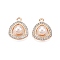Alloy Rhinestone Pendants, with ABS Imitation Pearl, Cadmium Free & Lead Free, Triangle Charms, Crystal, 20.5x17x8.5mm, Hole: 1.8mm