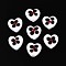 Handmade Lampwork Beads, Hand Drawn Beads, Heart with Flower, White, 15~16x16~17x8~10mm, Hole: 1.2~1.6mm