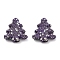 Christmas Tree Polymer Clay Rhinestone Beads, Focals Beads for Beadable Pens Jewelry Keychain Making, Tanzanite, 30.5x27.5x8mm, Hole: 2mm