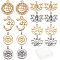 24Pcs 8 Style Alloy Pendants, Mixed Shapes, Cadmium Free & Lead Free, Antique Silver & Real 18K Gold Plated, 3pcs/Style