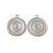 Non-Tarnish 201 Stainless Steel Pendants, Flat Round Charm, Stainless Steel Color, 21x18x1.5mm, Hole: 1.8mm