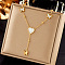 304 Stainless Steel Cubic Zirconia Pendant Necklaces, with Shell, Golden, Heart, 15.75 inch(40cm)