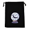 Rectangle Printed Velvet Cloth Packing Pouches, Tarot Pattern Drawstring Bags, Black, Crystal Ball, 18.5x13.5x0.45cm