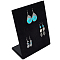 Velvet Earring Organizer Display Stands for Jewelry Display Rack, Rectangle, Black, 20x10.2x24.5cm