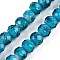 Handmade Gold Sand Lampwork Beads Strands, Inner Flower, Faceted, Rondelle, Deep Sky Blue, 10x7.5mm, Hole: 1.6mm, about 60pcs/strand, 17.72''(45cm)