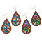 Pandahall 2Pairs 2 Colors Acrylic Dangle Earrings for Women, Teardrop, Golden, Mixed Color, 82x37mm, 1pair/color