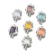 Brass Glass Pendants, Rectangle,Faceted, Platinum, Mixed Color, 22x15x5.5mm, Hole: 1.3mm