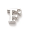 Rack Plating Brass Cubic Zirconia Beads, for Personalized Name Necklaces Making, Long-Lasting Plated, Lead Free & Cadmium Free, Alphabet, Letter F, 12x12.5x4.8mm, Hole: 2.7mm