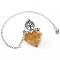Synthetic Citrine Chip & Resin Dowsing Pendulum Big Pendants, with Platinum Plated Metal Tree of Life, Diamond Charm, 290mm