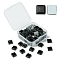 60Pcs Transparent Glass Cabochons, Square, Black, 9.8x9.8x4mm
