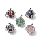 Stainless Steel Braided Pacrame Pouch Gemstone Pendants, Round Charms, Stainless Steel Color, 20x15x15mm, Hole: 5x2.5mm