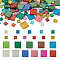 272Pcs 2 Style Square Transparent Glass Cabochons, Mosaic Tiles, for Home Decoration or DIY Crafts, Colorful, 20x20x4mm, 200g, about 52pcs