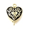 Brass Pendants, with Enamel, Heart Charms, Long-Lasting Plated, Cadmium Free & Lead Free, Rack Plating, Real 18K Gold Plated, 15.5x11x3.5mm, Hole: 1.2mm