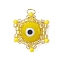 Beaded Star Eye Charms, Loom Pattern Glass Seed Beads Pendants, with Lampwork, Jump Rings, Yellow, 17.5x15.5x8.5mm, Hole: 2.5mm