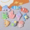 Ocean Theme Opaque Resin Cabochons, Mixed Shapes, with Glitter Powder, Mixed Color, 11~25.5x15~27x4~8mm